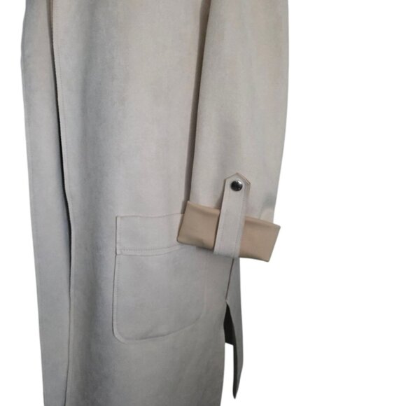 Bershka Beige Faux Suede Trench Coat Small New - Picture 5 of 12